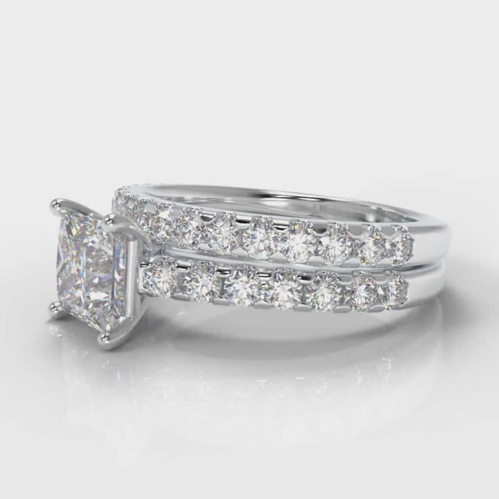 Carrée Micropavé Princess Cut Diamond Bridal Set