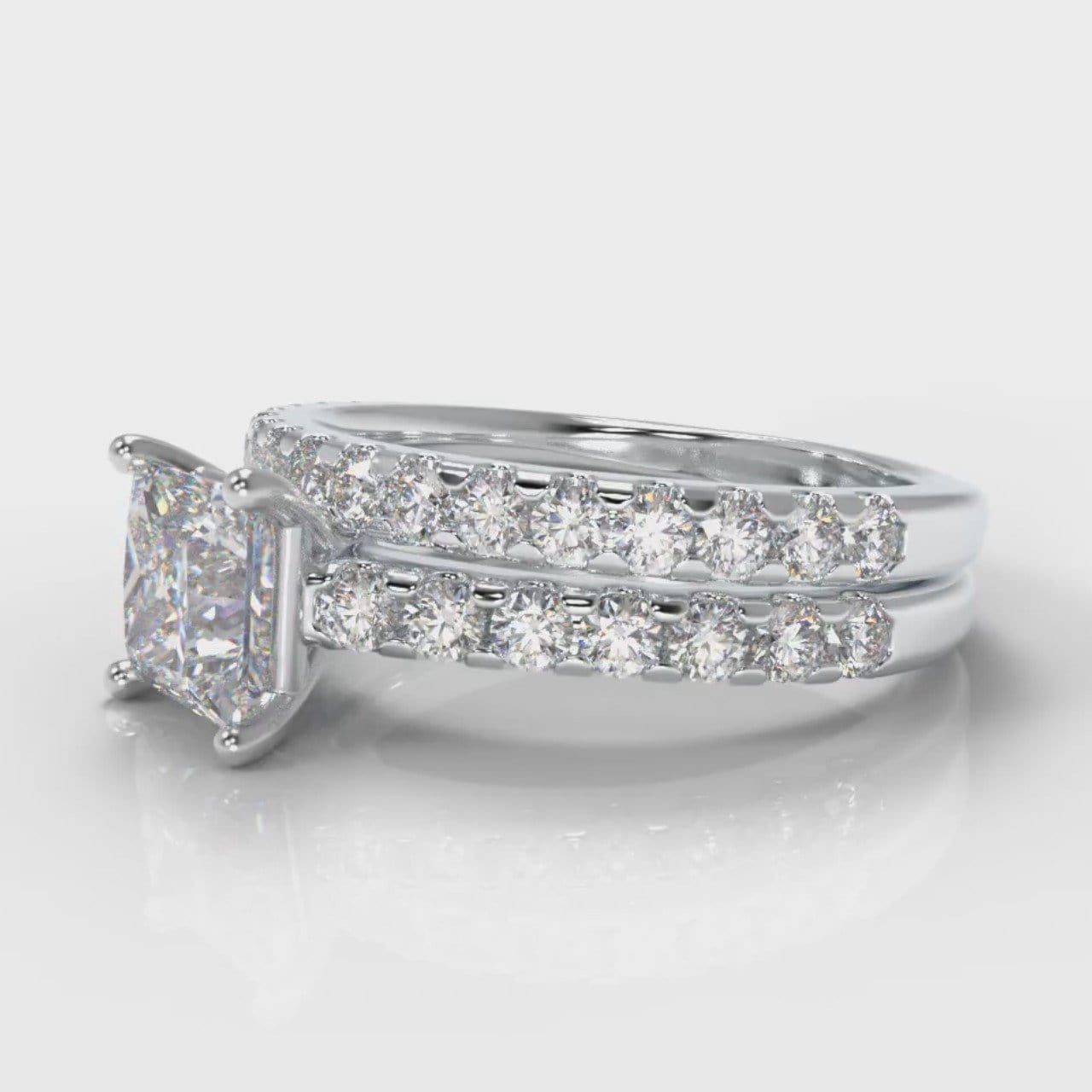 Carrée Micropavé Princess Cut Diamond Bridal Set