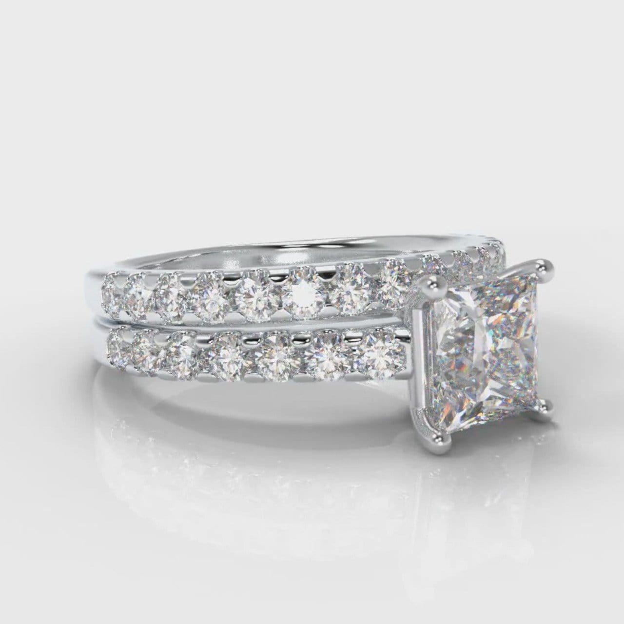 Carrée Micropavé Princess Cut Diamond Bridal Set