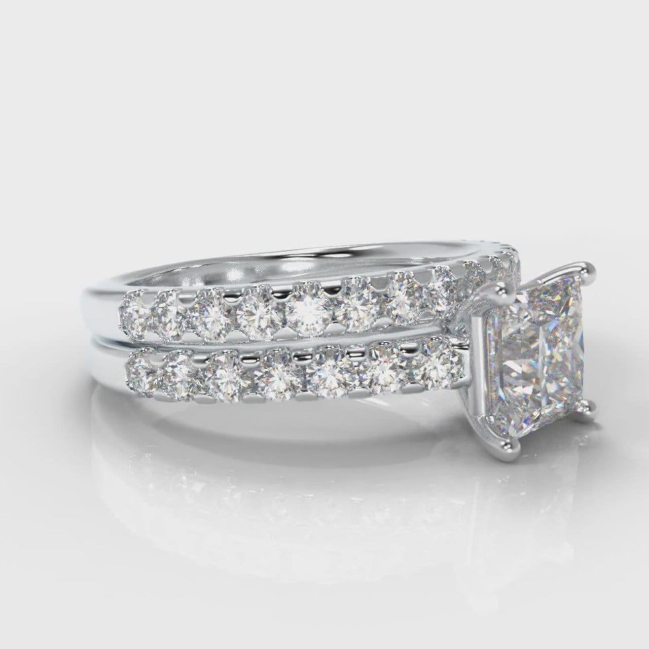 Carrée Micropavé Princess Cut Diamond Bridal Set
