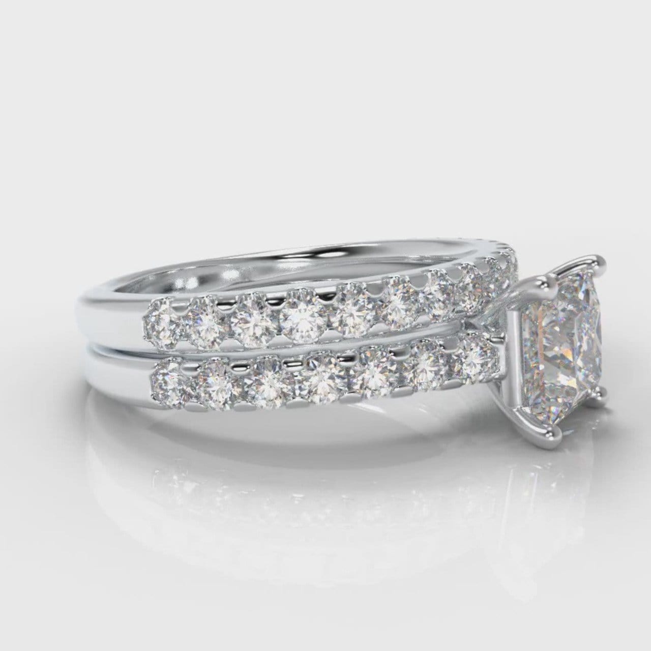 Carrée Micropavé Princess Cut Diamond Bridal Set