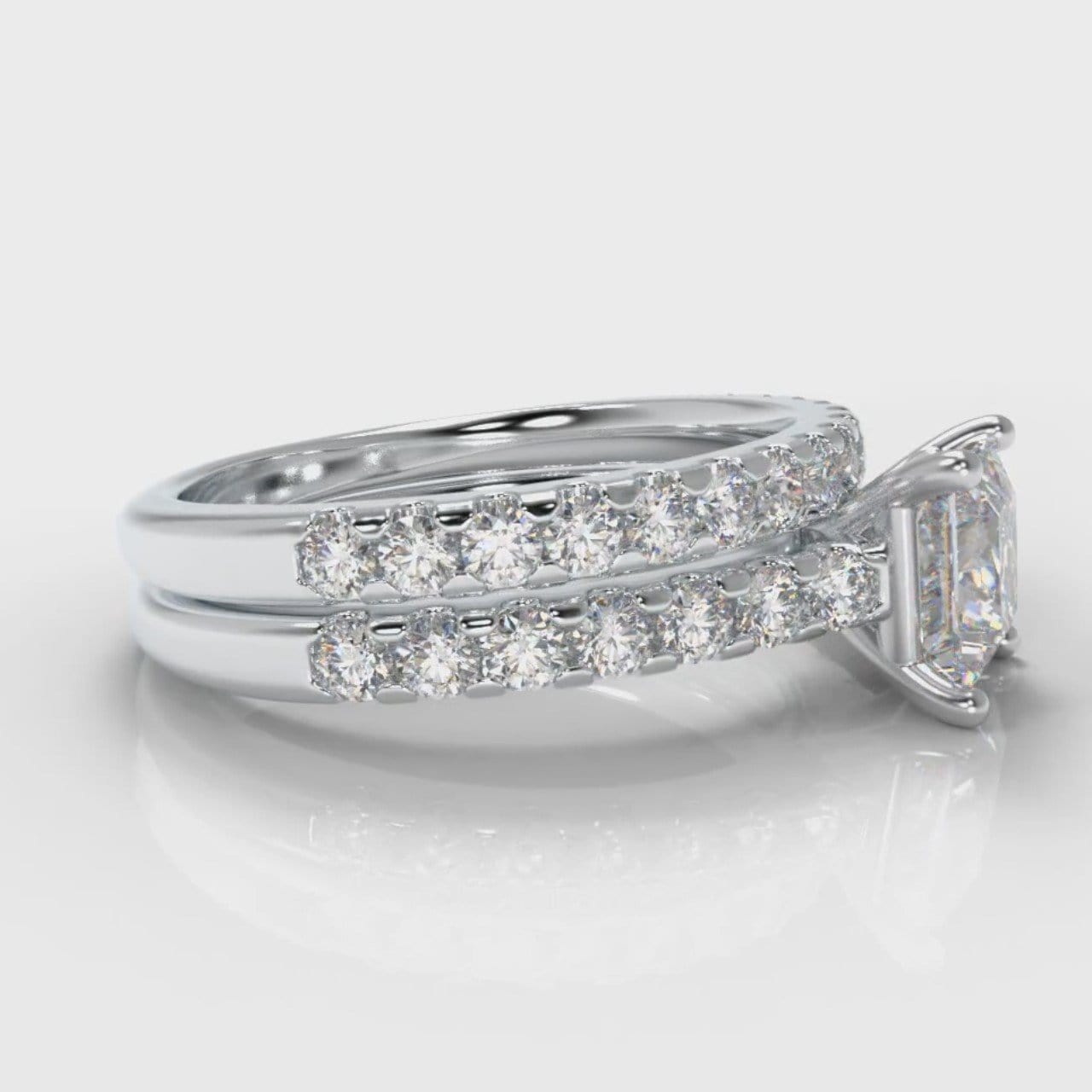 Carrée Micropavé Princess Cut Diamond Bridal Set
