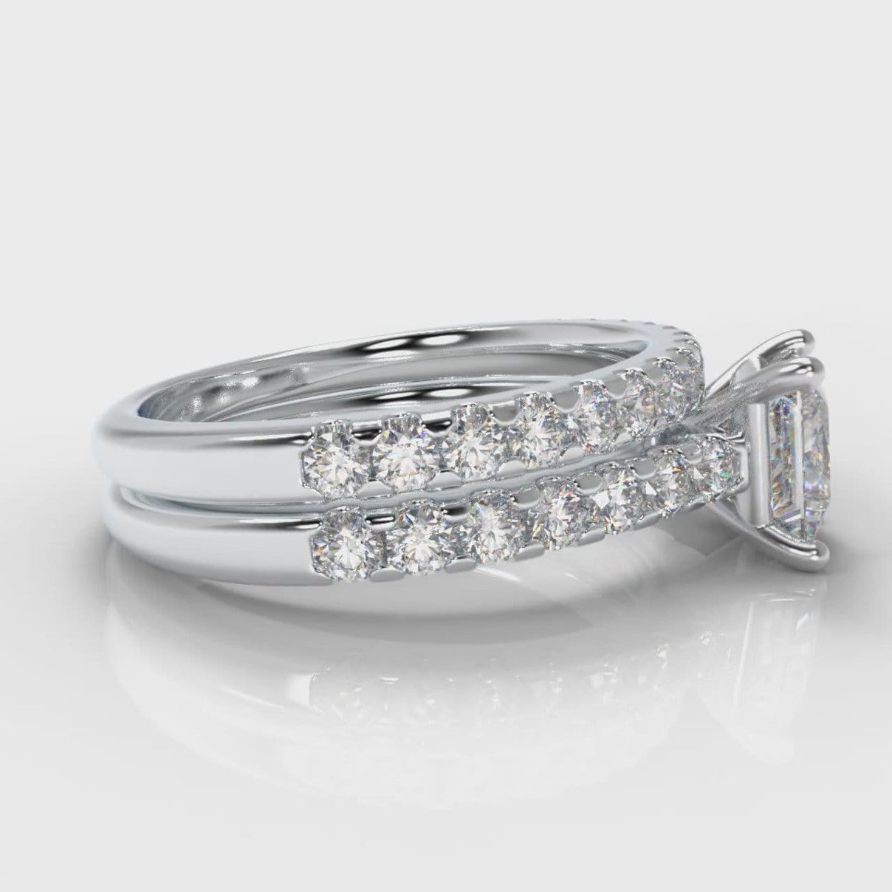 Carrée Micropavé Princess Cut Diamond Bridal Set