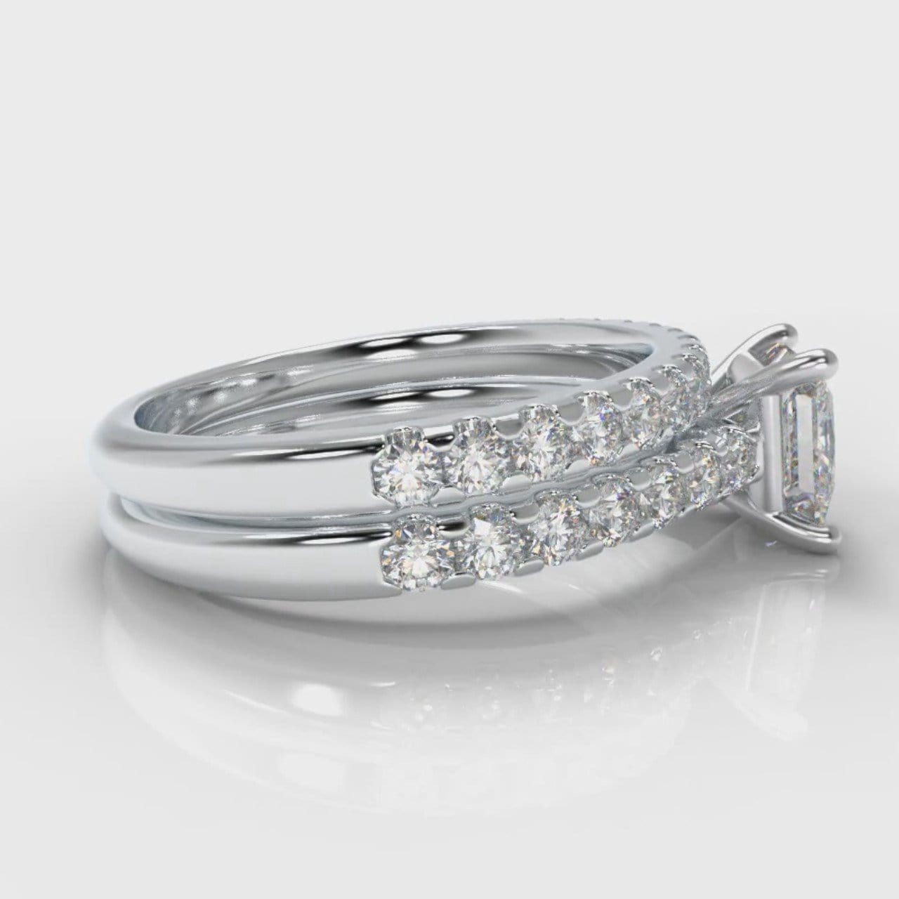 Carrée Micropavé Princess Cut Diamond Bridal Set