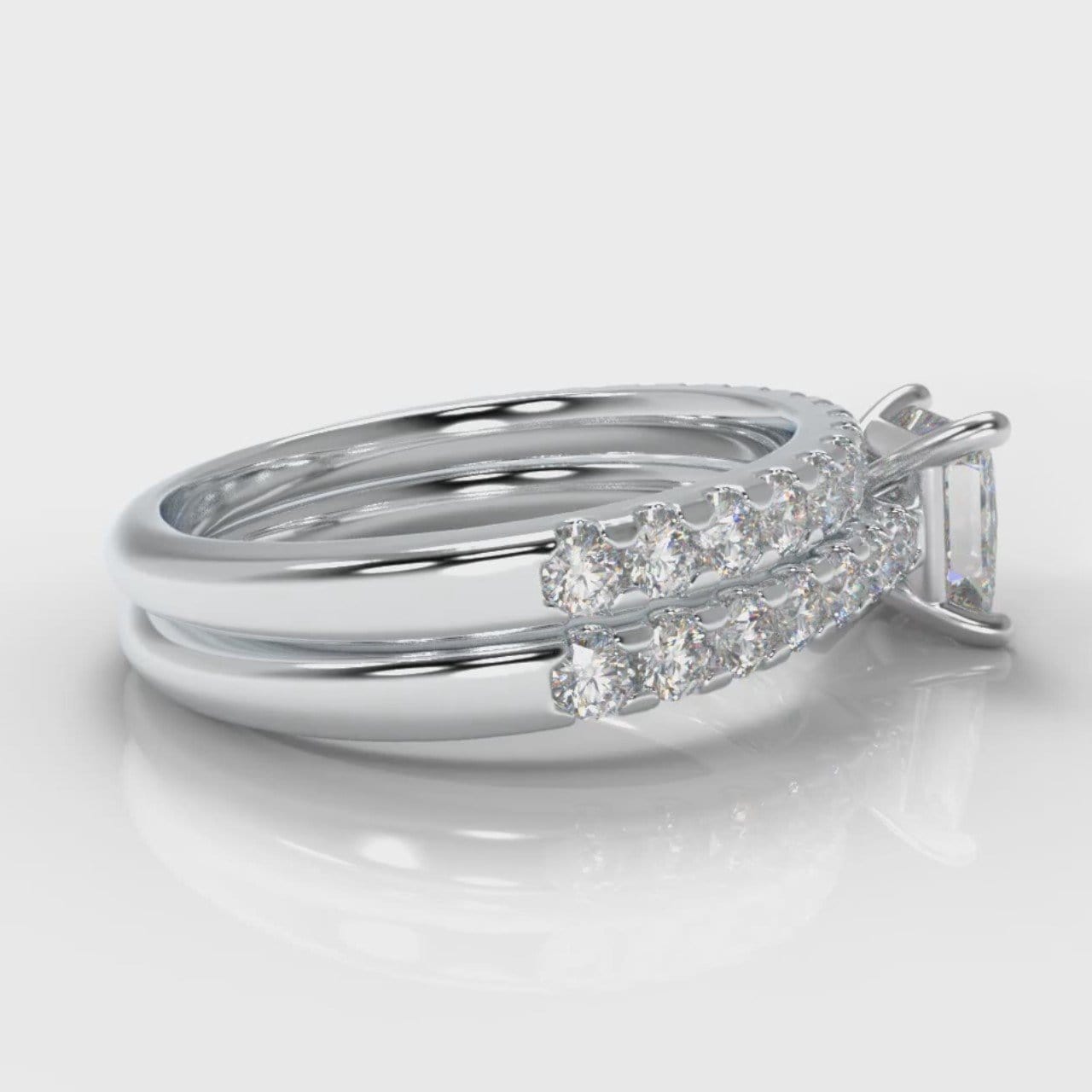 Carrée Micropavé Princess Cut Diamond Bridal Set