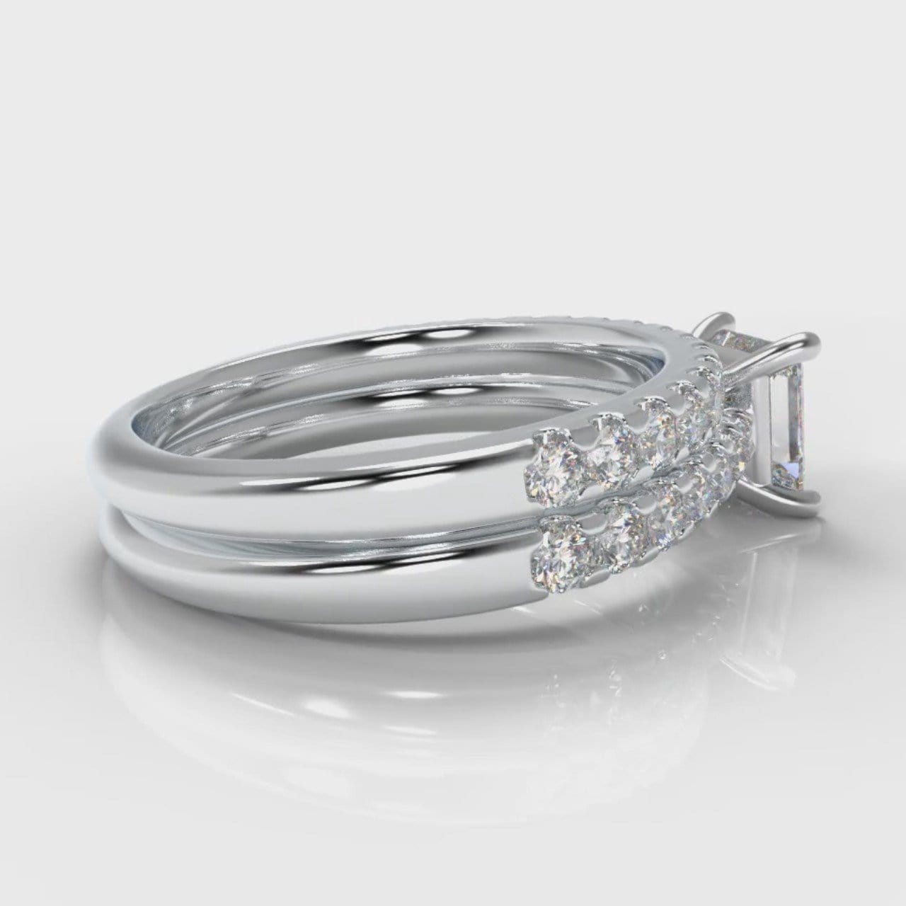 Carrée Micropavé Princess Cut Diamond Bridal Set