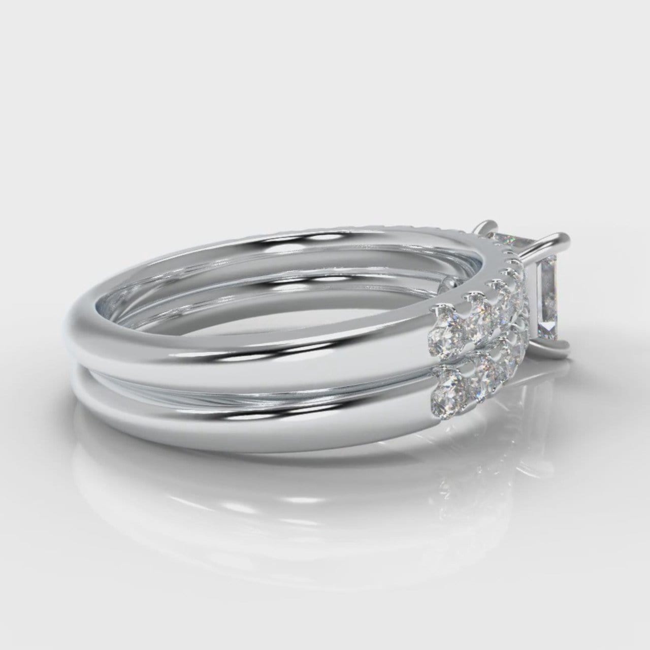 Carrée Micropavé Princess Cut Diamond Bridal Set