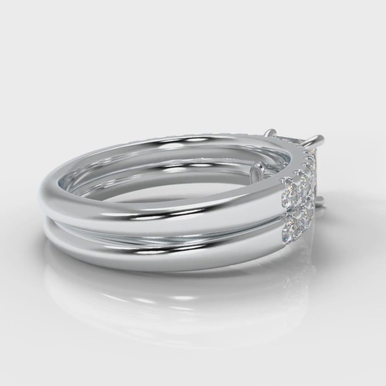Carrée Micropavé Princess Cut Diamond Bridal Set