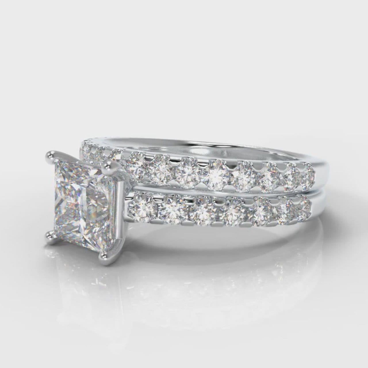 Carrée Micropavé Princess Cut Diamond Bridal Set