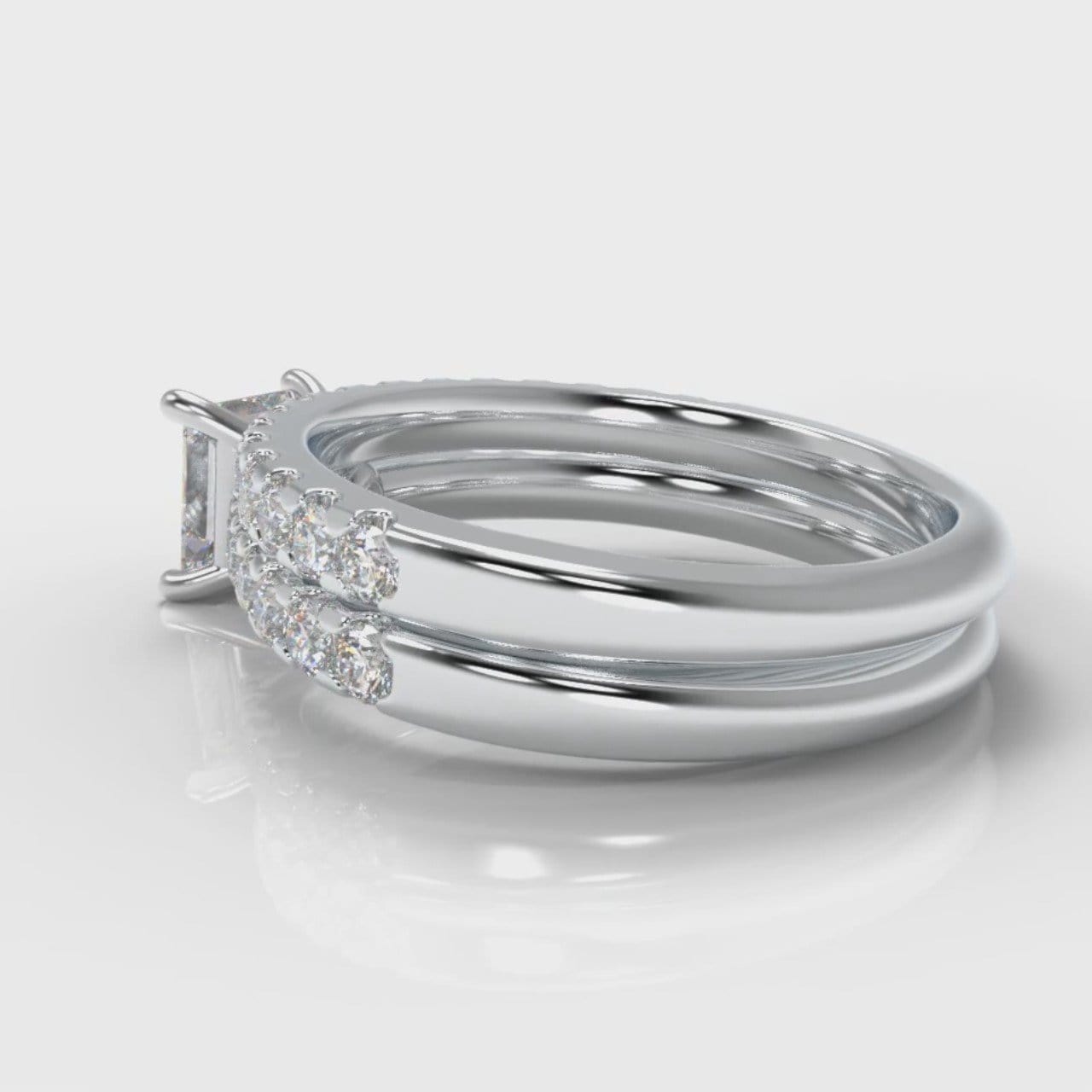 Carrée Micropavé Princess Cut Diamond Bridal Set
