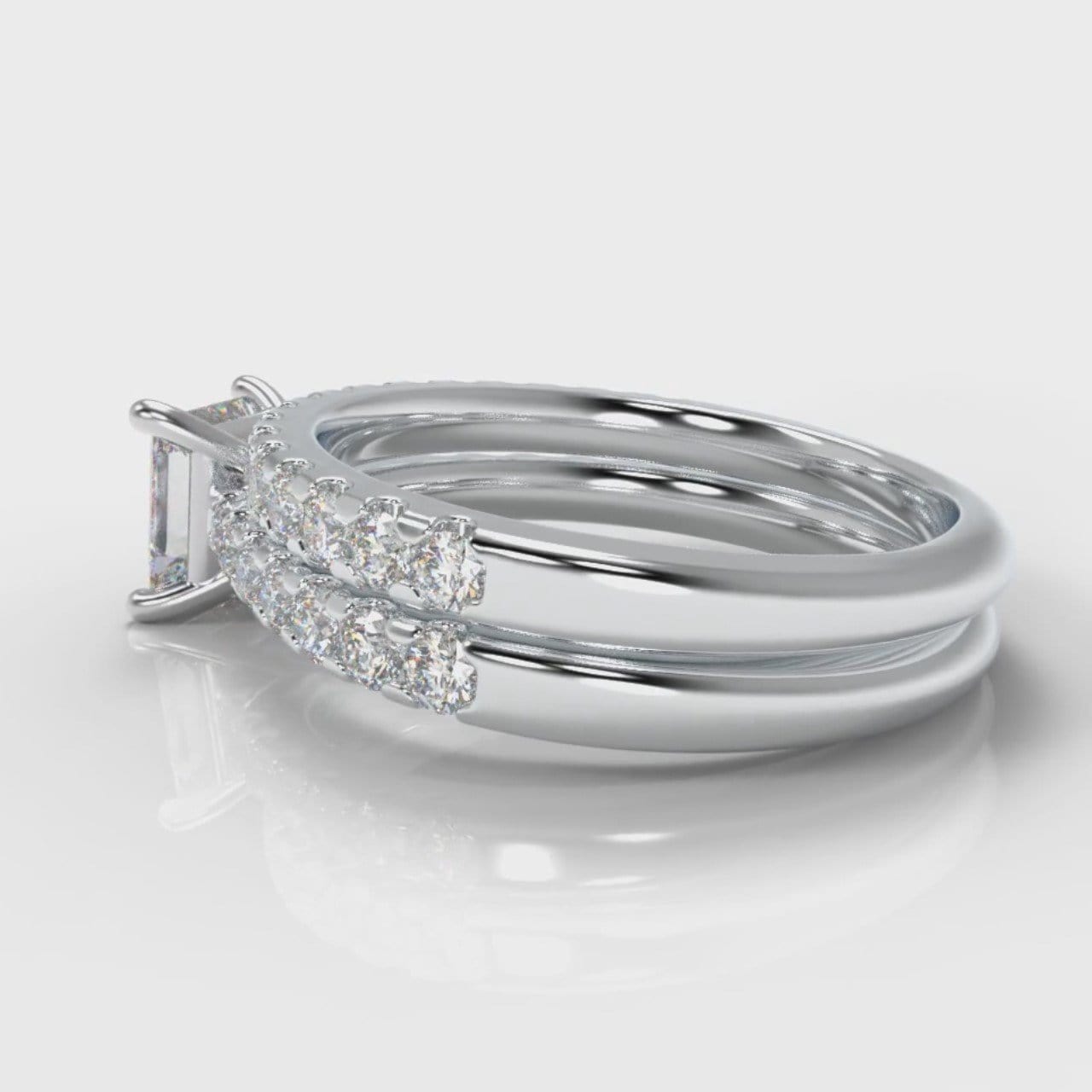 Carrée Micropavé Princess Cut Diamond Bridal Set