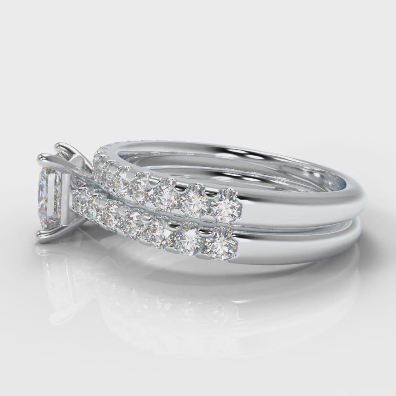 Carrée Micropavé Princess Cut Diamond Bridal Set