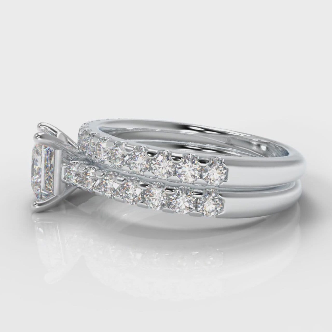 Carrée Micropavé Princess Cut Diamond Bridal Set