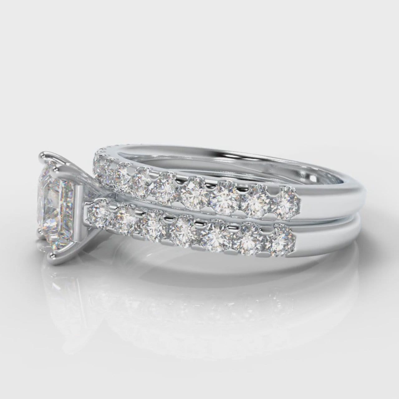 Carrée Micropavé Princess Cut Diamond Bridal Set