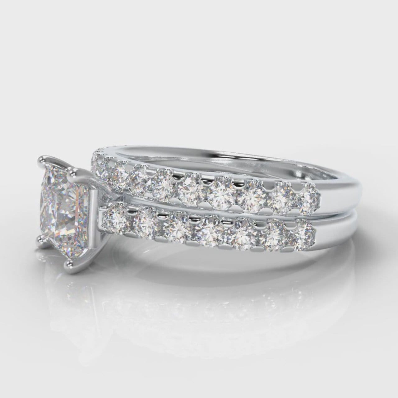 Carrée Micropavé Princess Cut Diamond Bridal Set
