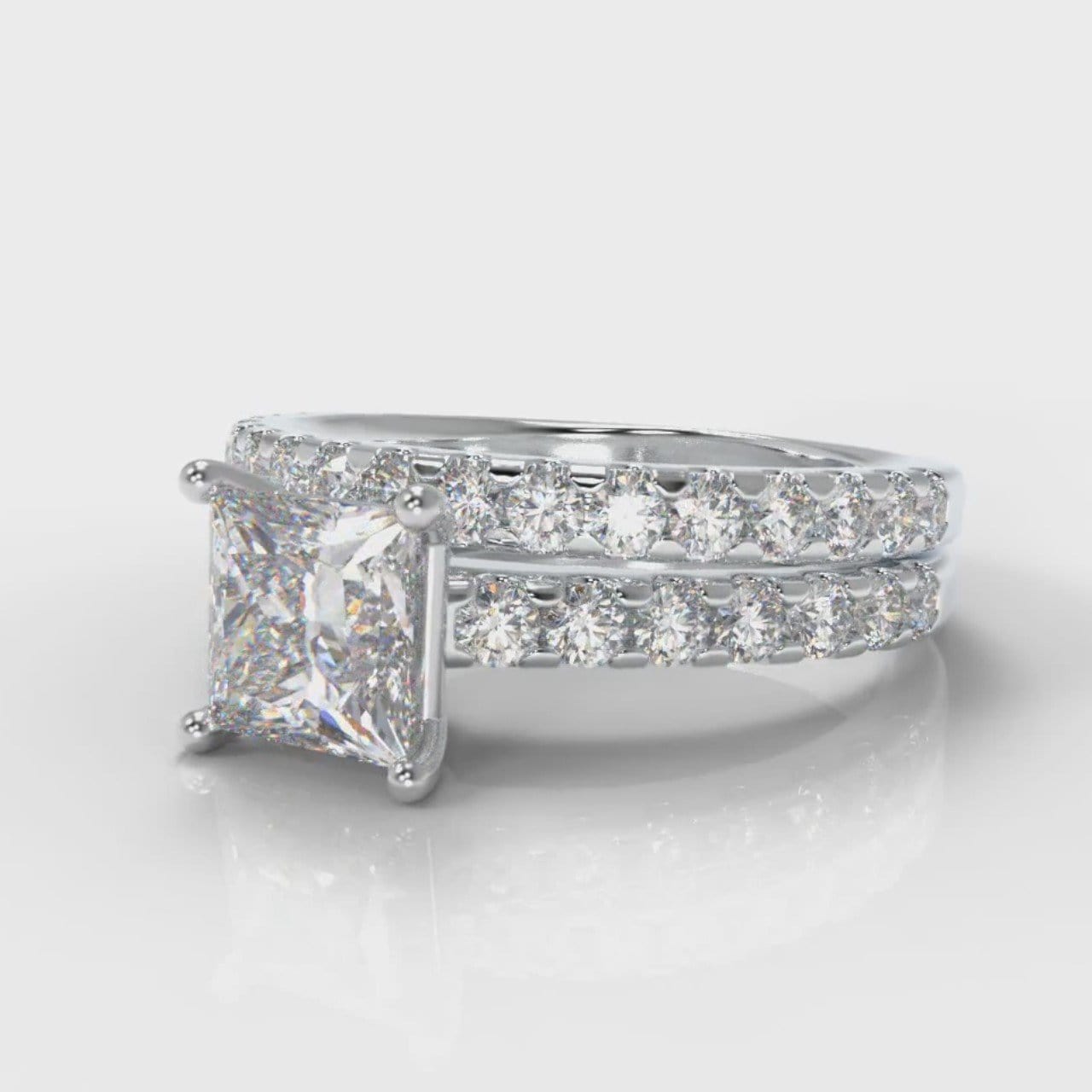 Carrée Micropavé Princess Cut Diamond Bridal Set