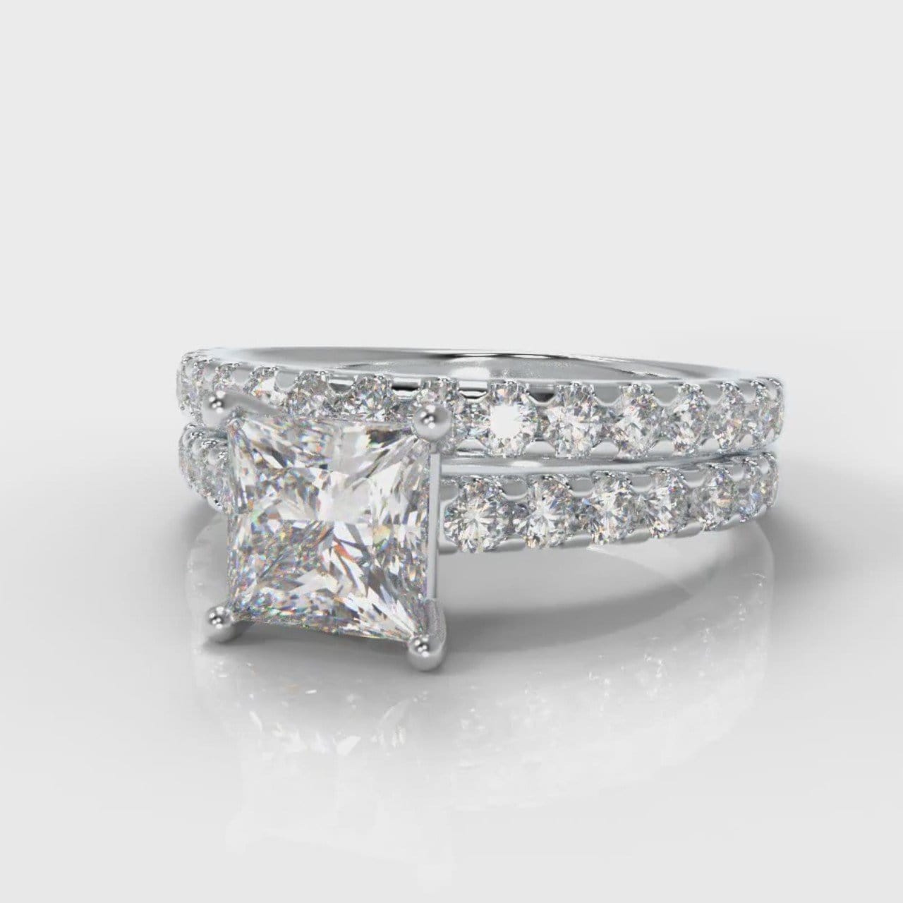 Carrée Micropavé Princess Cut Diamond Bridal Set