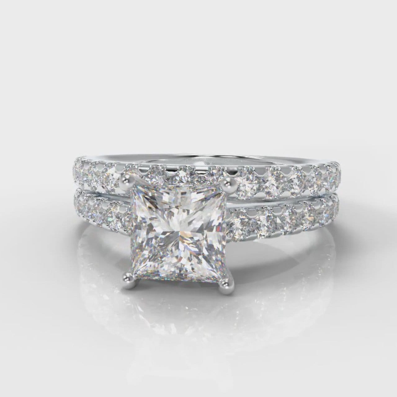 Carrée Micropavé Princess Cut Diamond Bridal Set