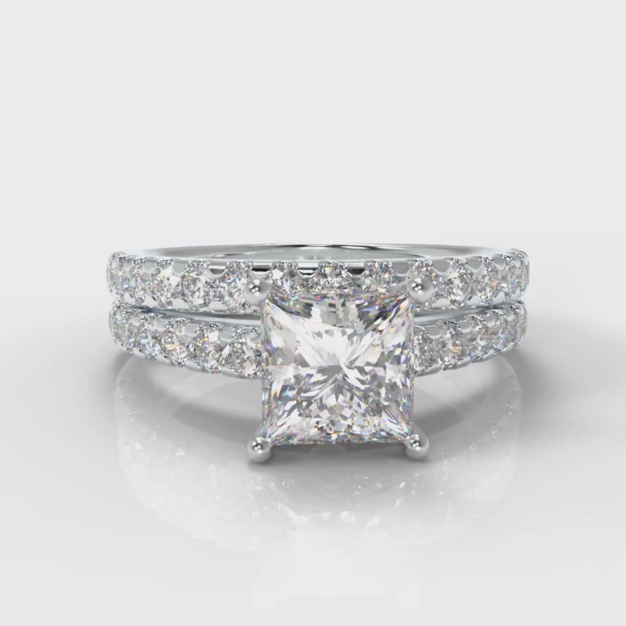 Carrée Micropavé Princess Cut Diamond Bridal Set