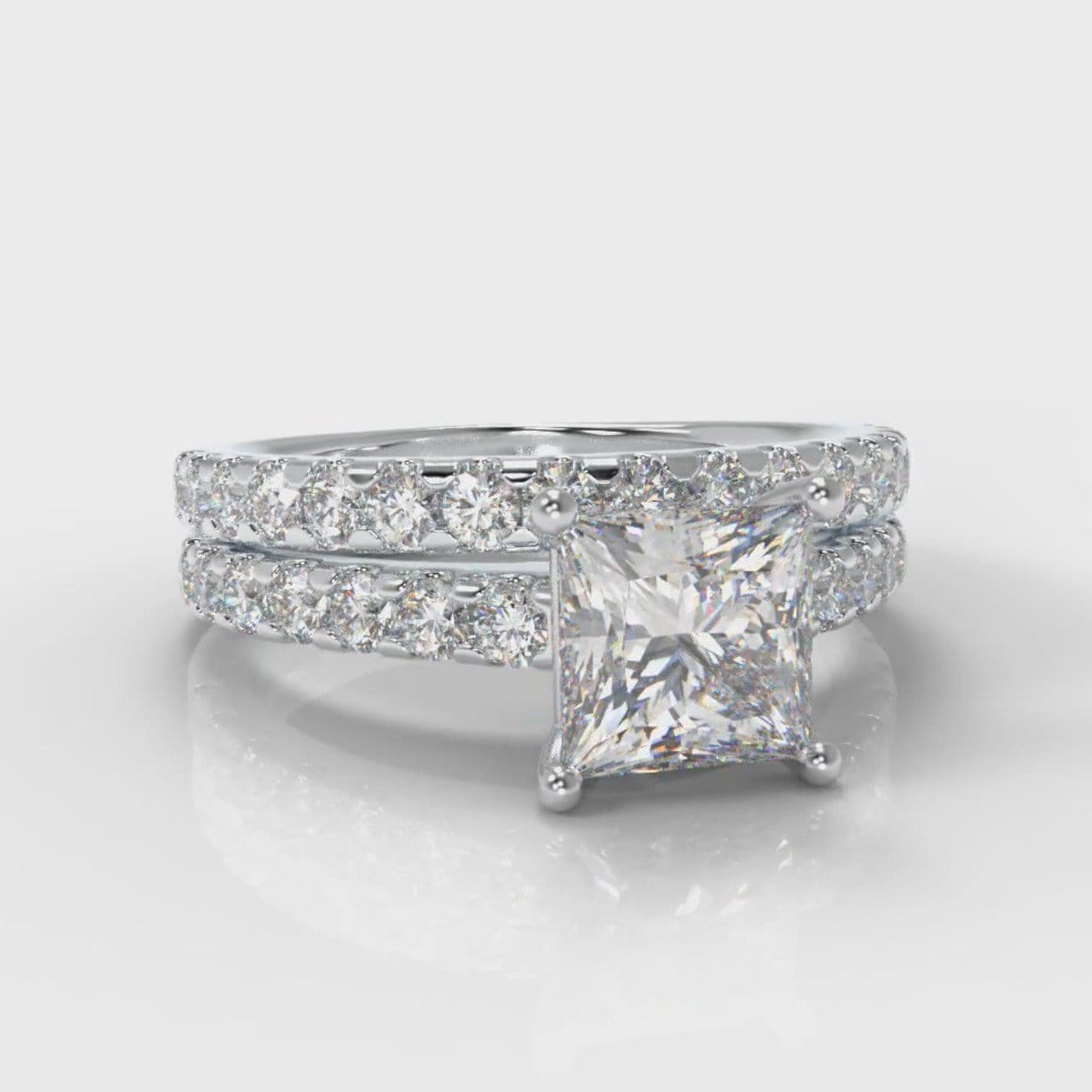 Carrée Micropavé Princess Cut Diamond Bridal Set