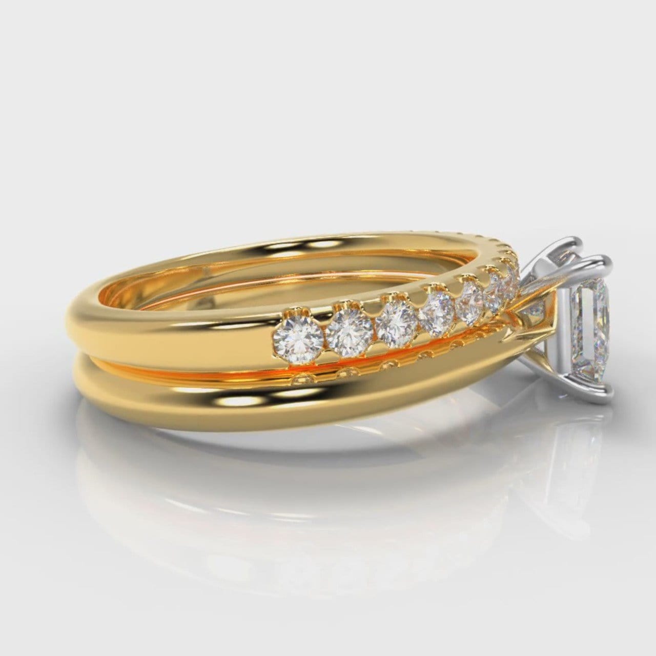 Carrée Solitaire Princess Cut Diamond Bridal Set - Yellow Gold