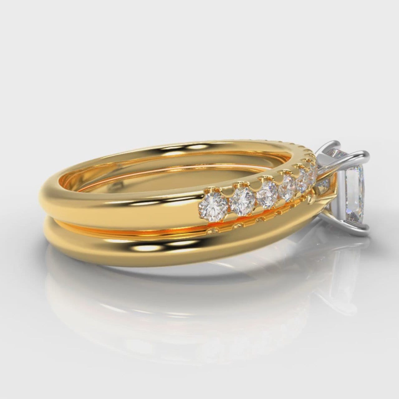 Carrée Solitaire Princess Cut Diamond Bridal Set - Yellow Gold