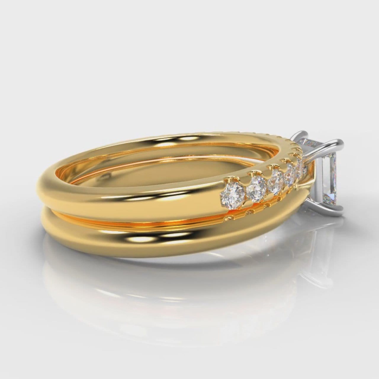 Carrée Solitaire Princess Cut Diamond Bridal Set - Yellow Gold