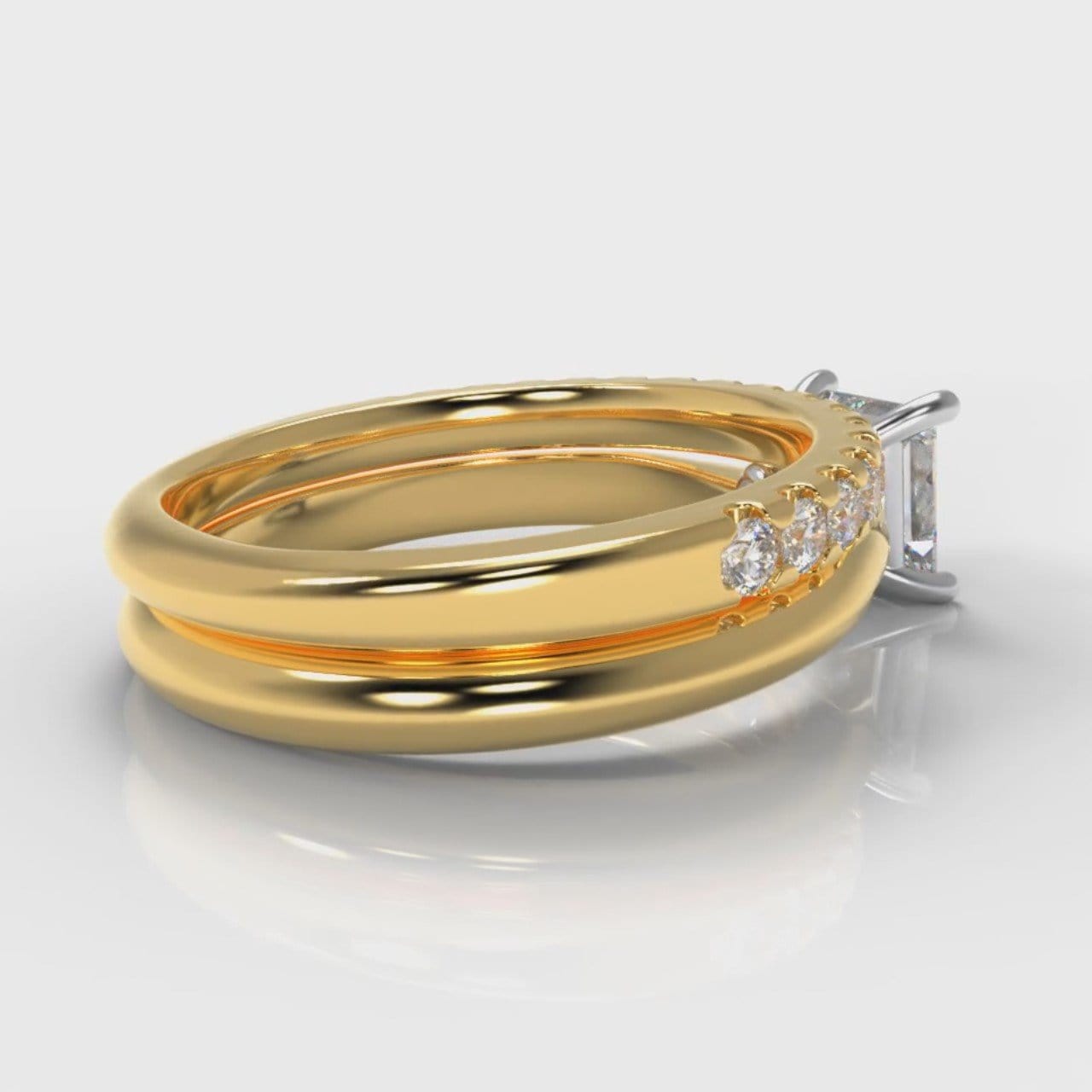 Carrée Solitaire Princess Cut Diamond Bridal Set - Yellow Gold