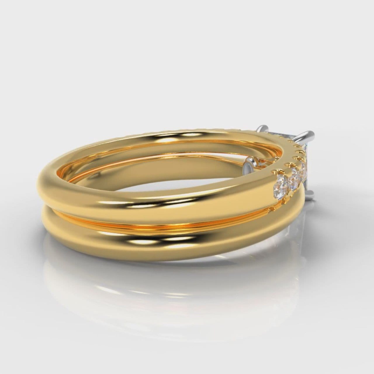 Carrée Solitaire Princess Cut Diamond Bridal Set - Yellow Gold