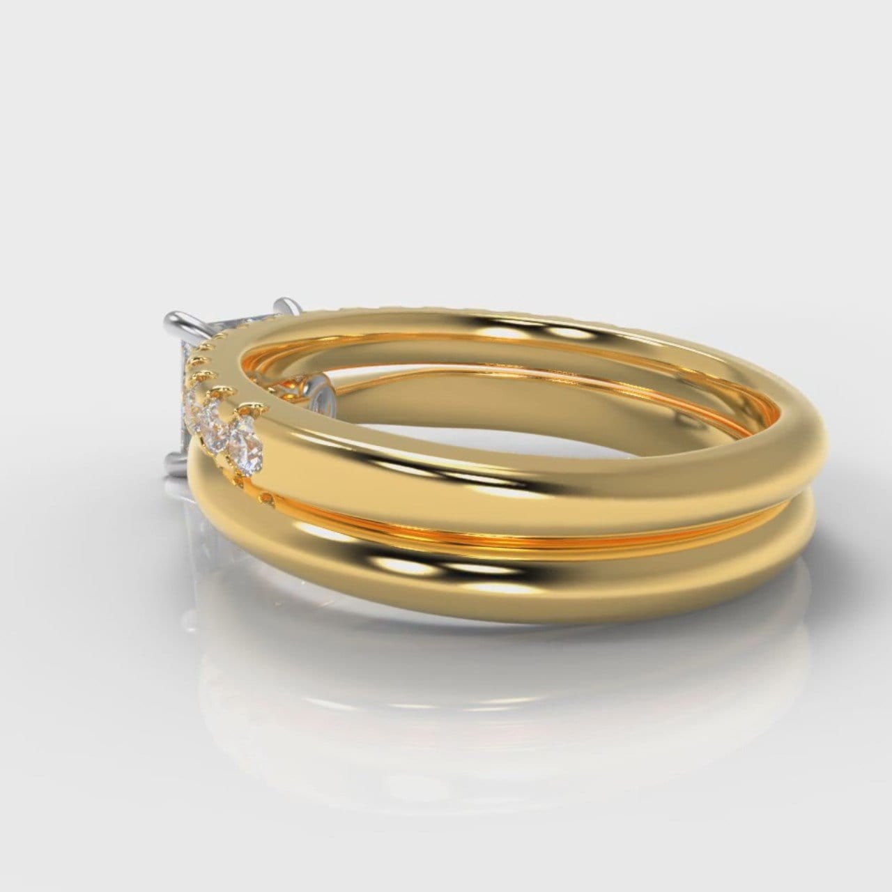 Carrée Solitaire Princess Cut Diamond Bridal Set - Yellow Gold