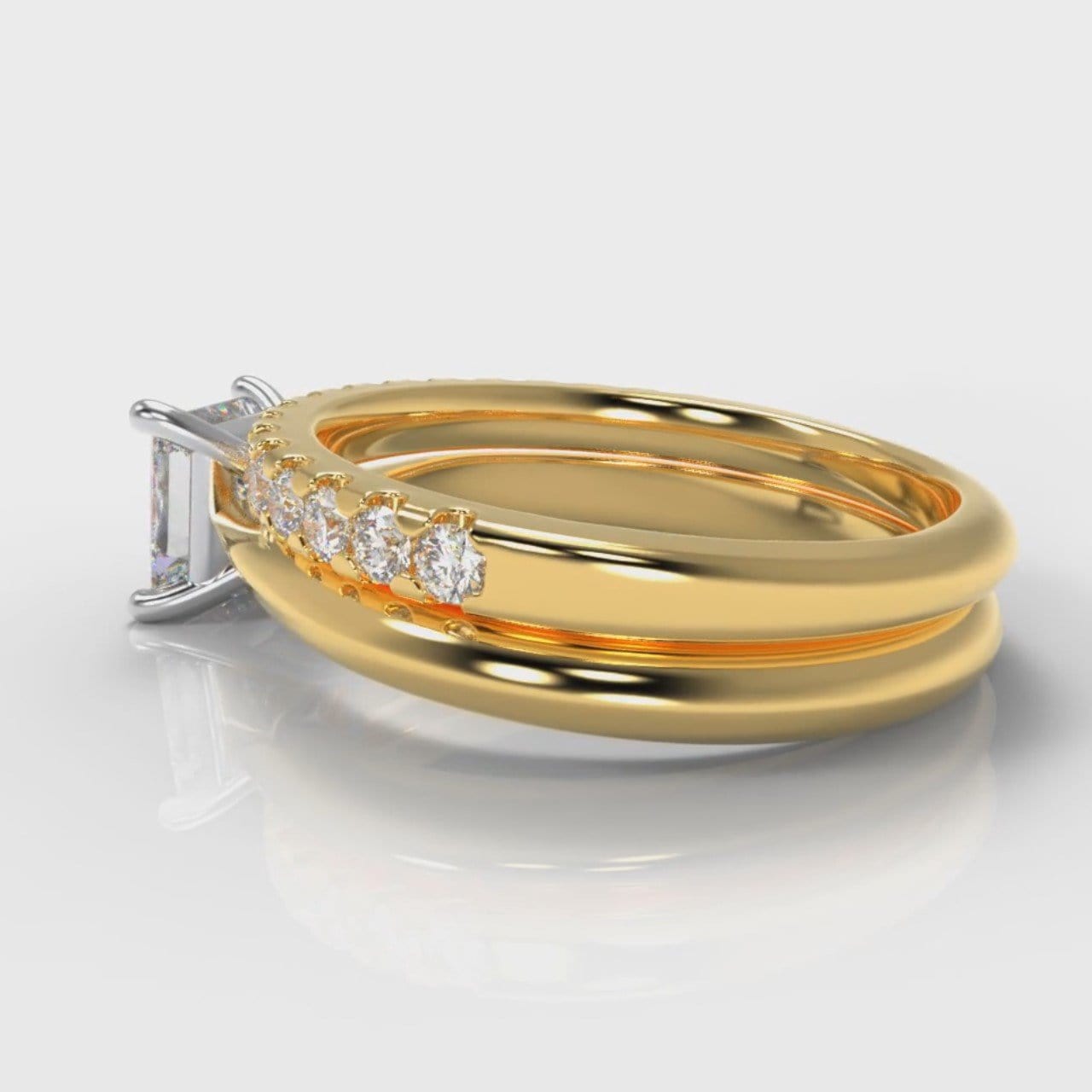 Carrée Solitaire Princess Cut Diamond Bridal Set - Yellow Gold