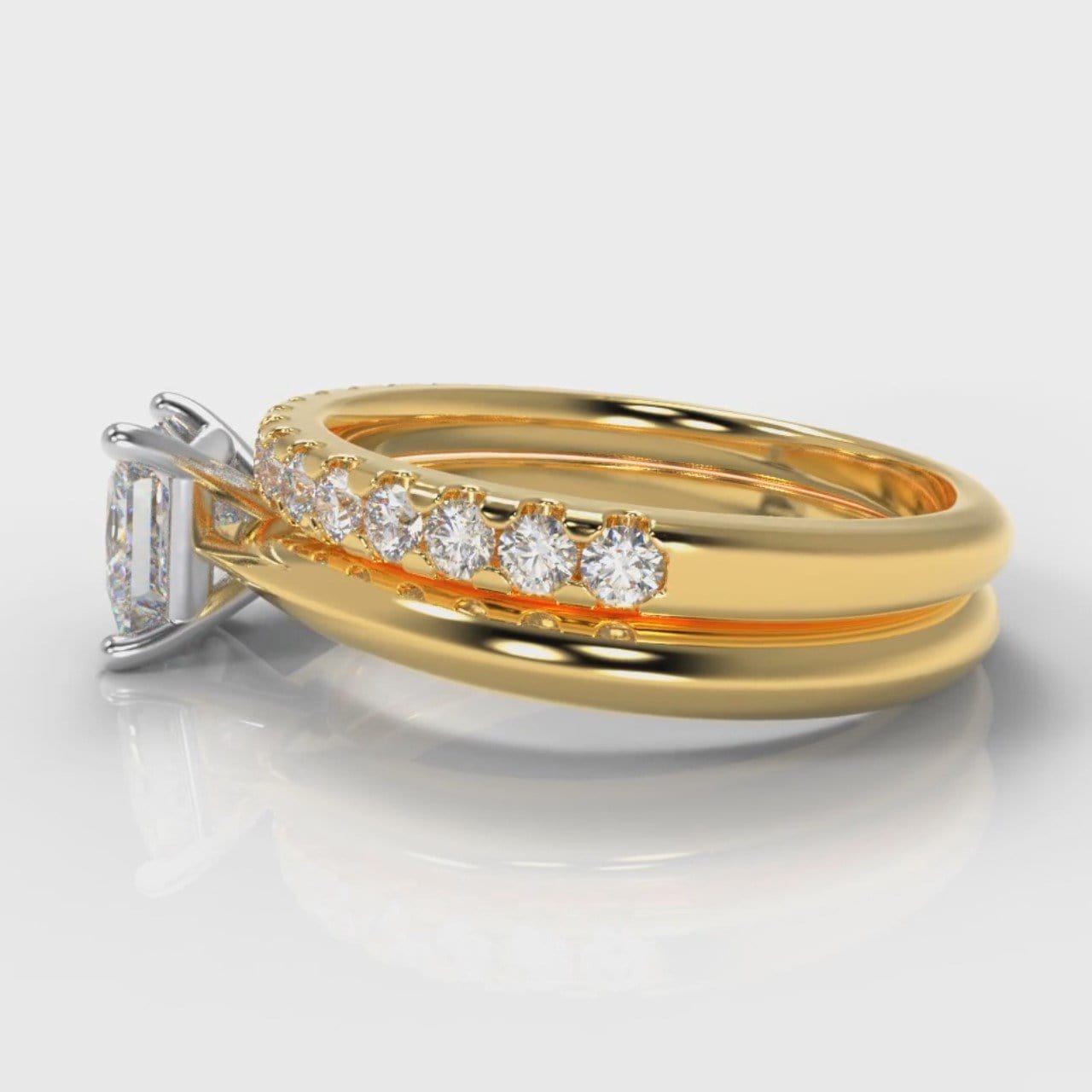 Carrée Solitaire Princess Cut Diamond Bridal Set - Yellow Gold