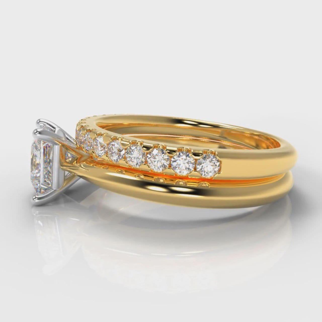Carrée Solitaire Princess Cut Diamond Bridal Set - Yellow Gold