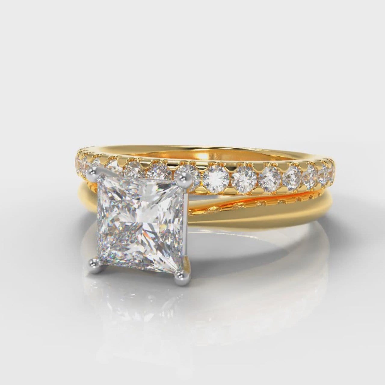 Carrée Solitaire Princess Cut Diamond Bridal Set - Yellow Gold