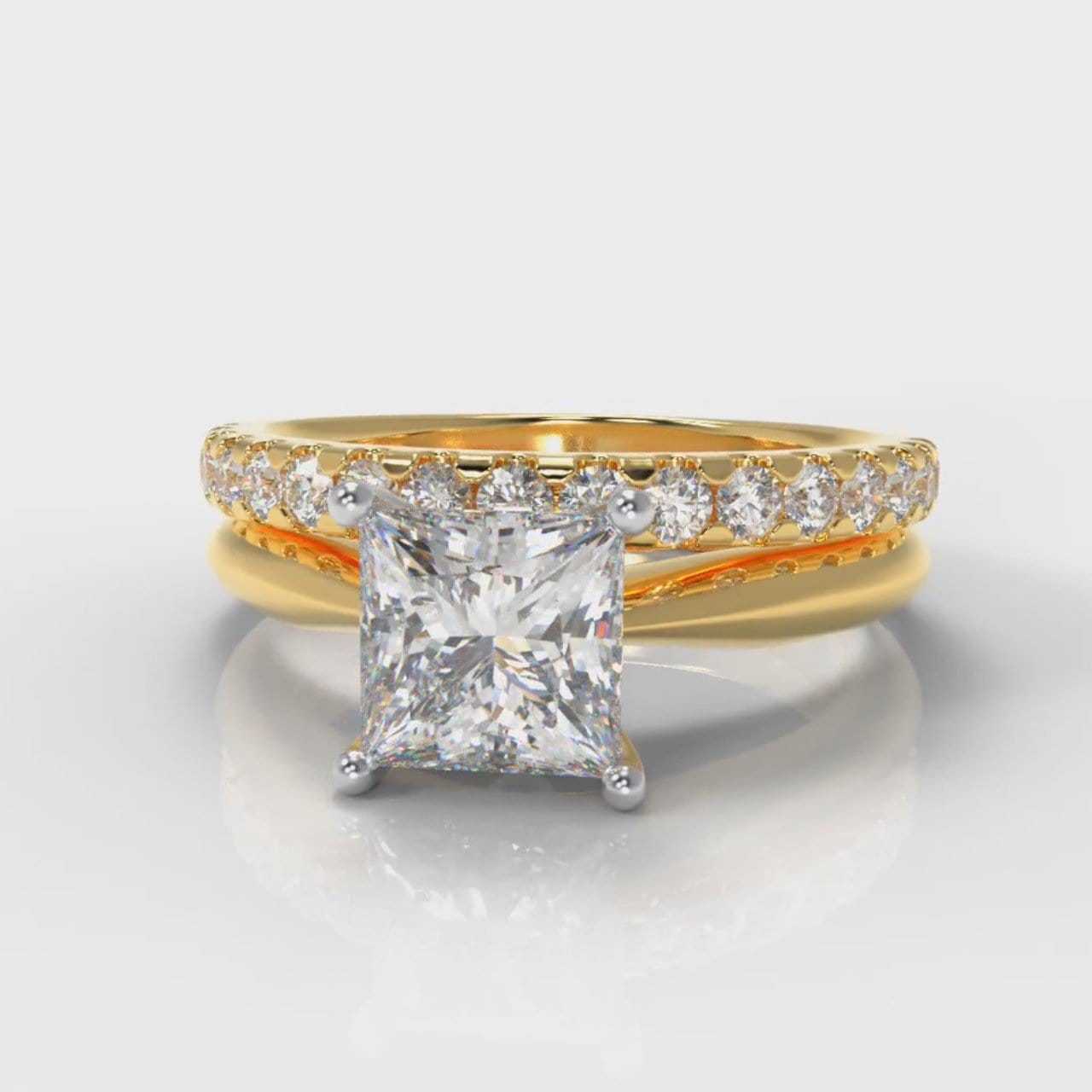 Carrée Solitaire Princess Cut Diamond Bridal Set - Yellow Gold
