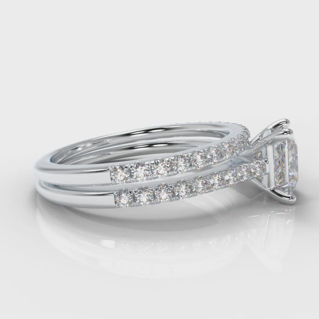 Petite Micropavé Princess Cut Diamond Bridal Set