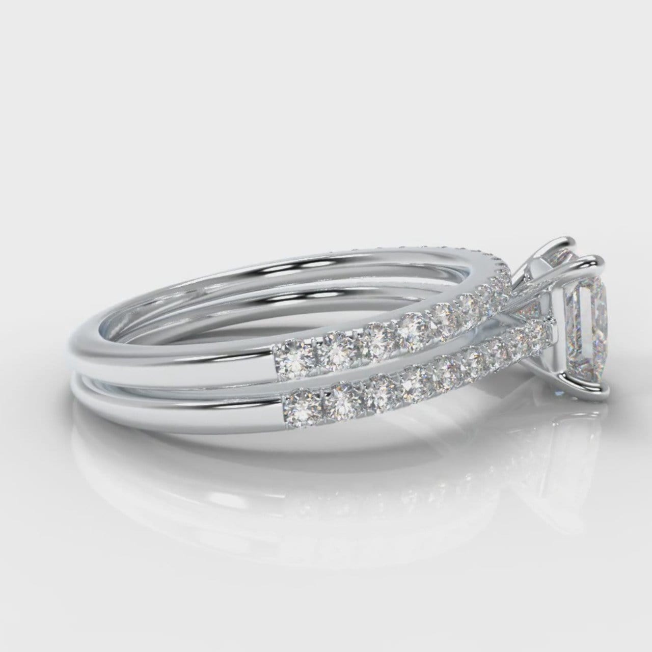 Petite Micropavé Princess Cut Diamond Bridal Set