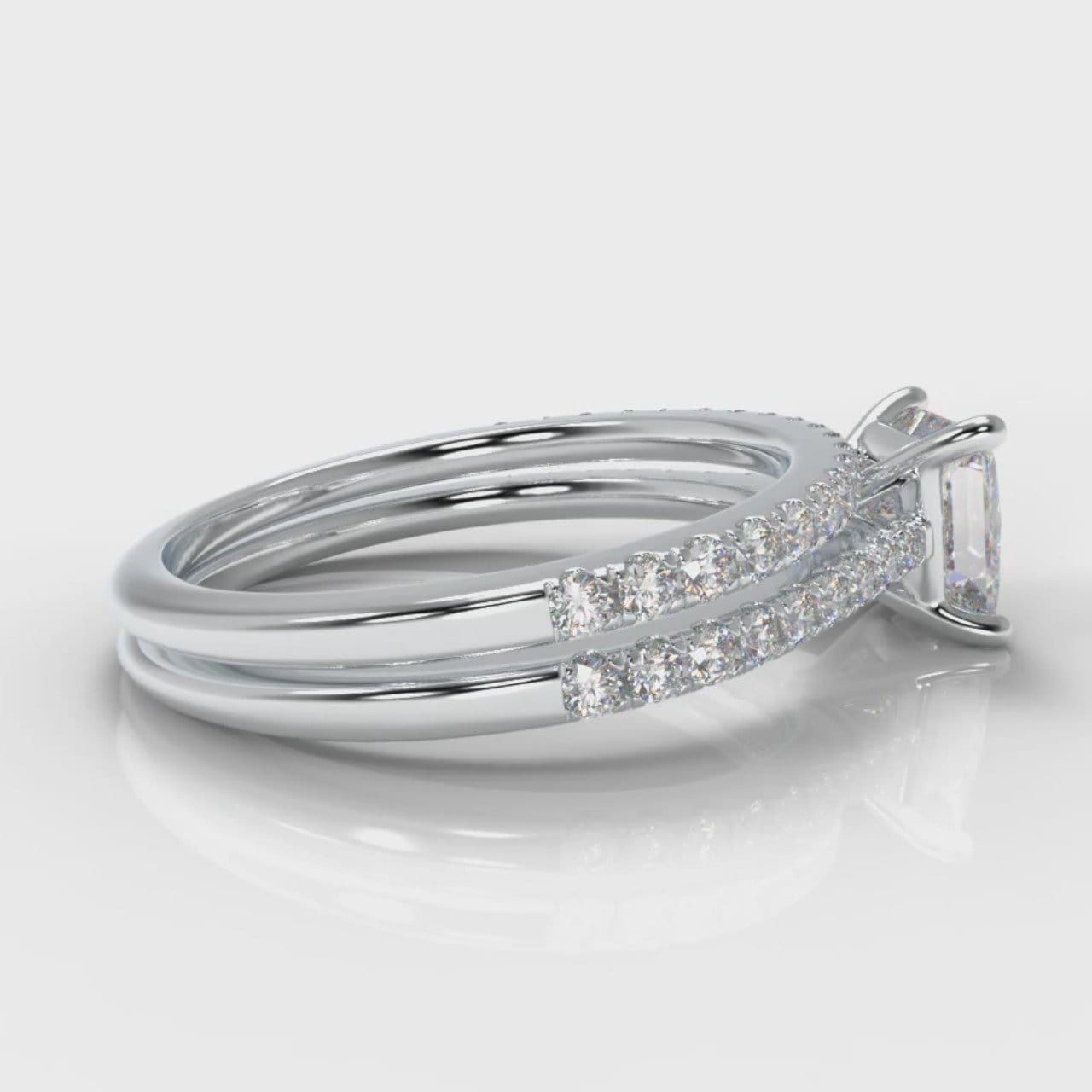 Petite Micropavé Princess Cut Diamond Bridal Set