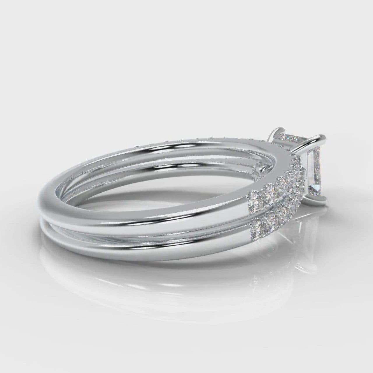 Petite Micropavé Princess Cut Diamond Bridal Set