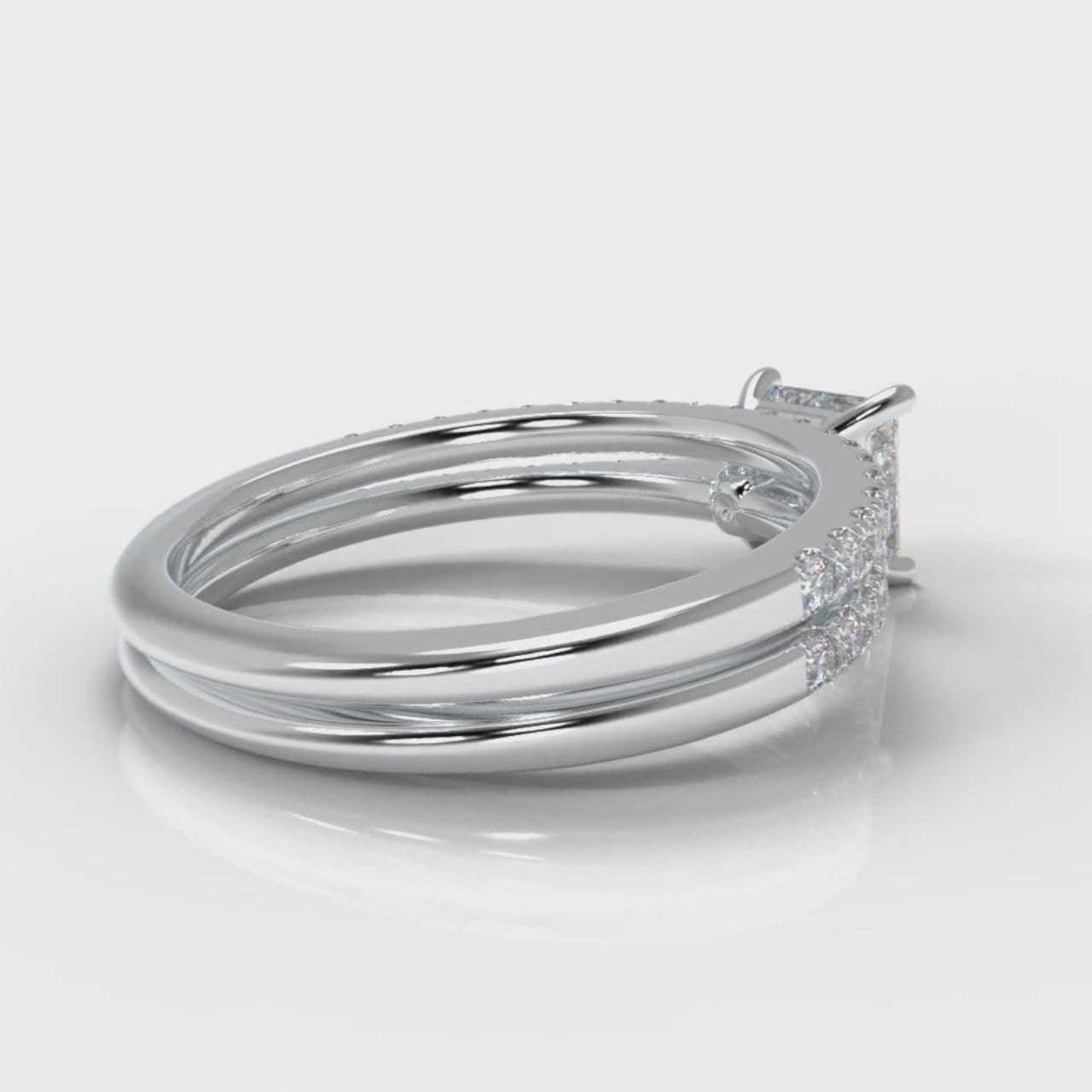 Petite Micropavé Princess Cut Diamond Bridal Set