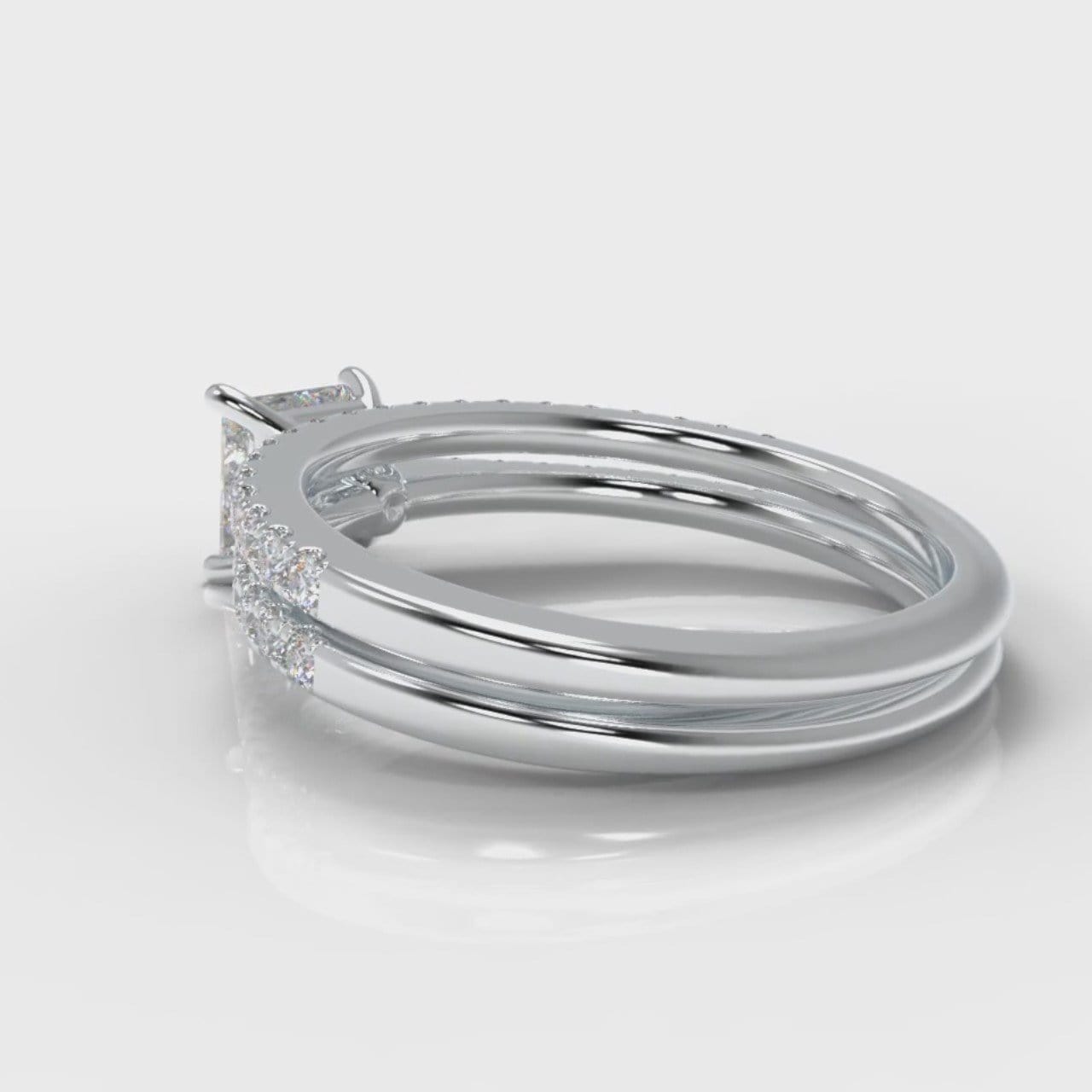 Petite Micropavé Princess Cut Diamond Bridal Set
