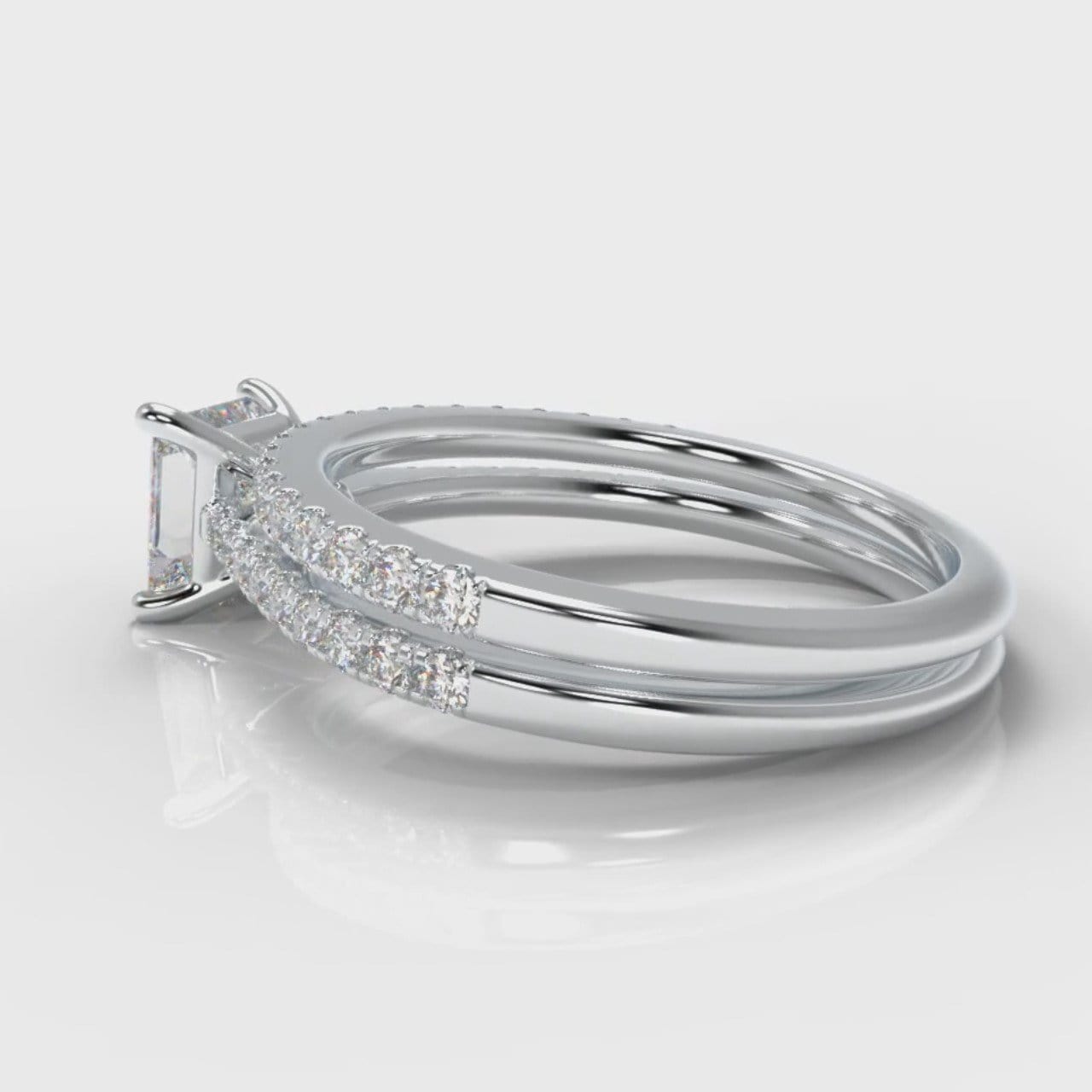 Petite Micropavé Princess Cut Diamond Bridal Set