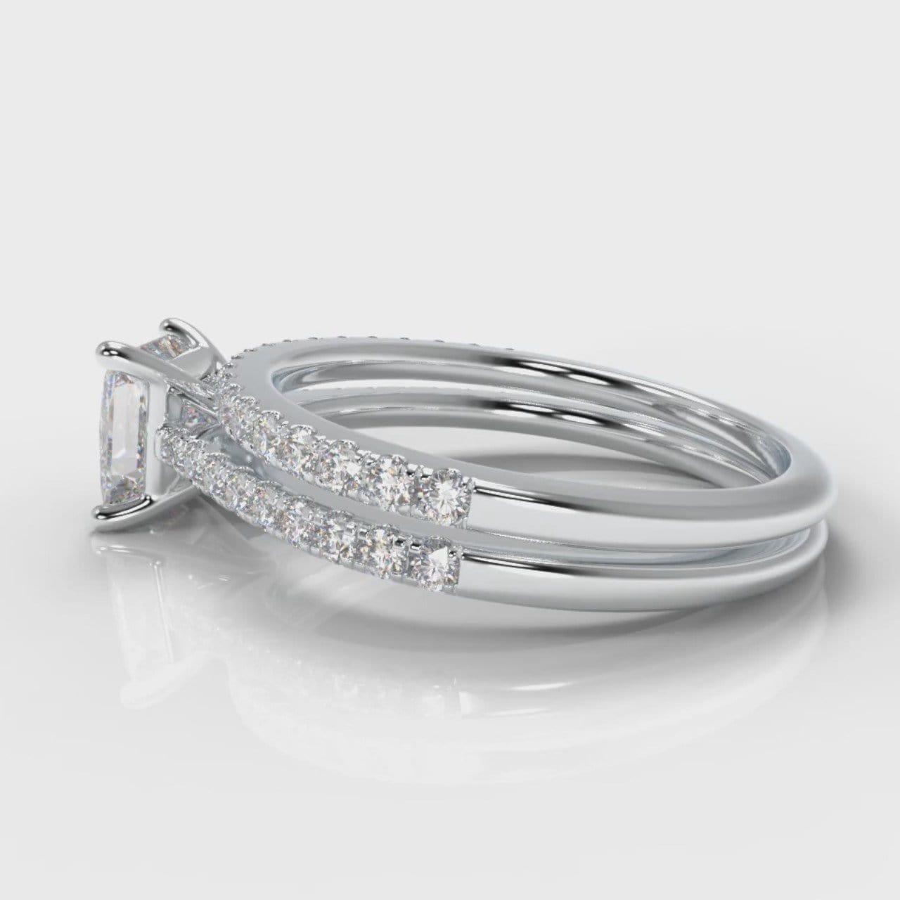 Petite Micropavé Princess Cut Diamond Bridal Set