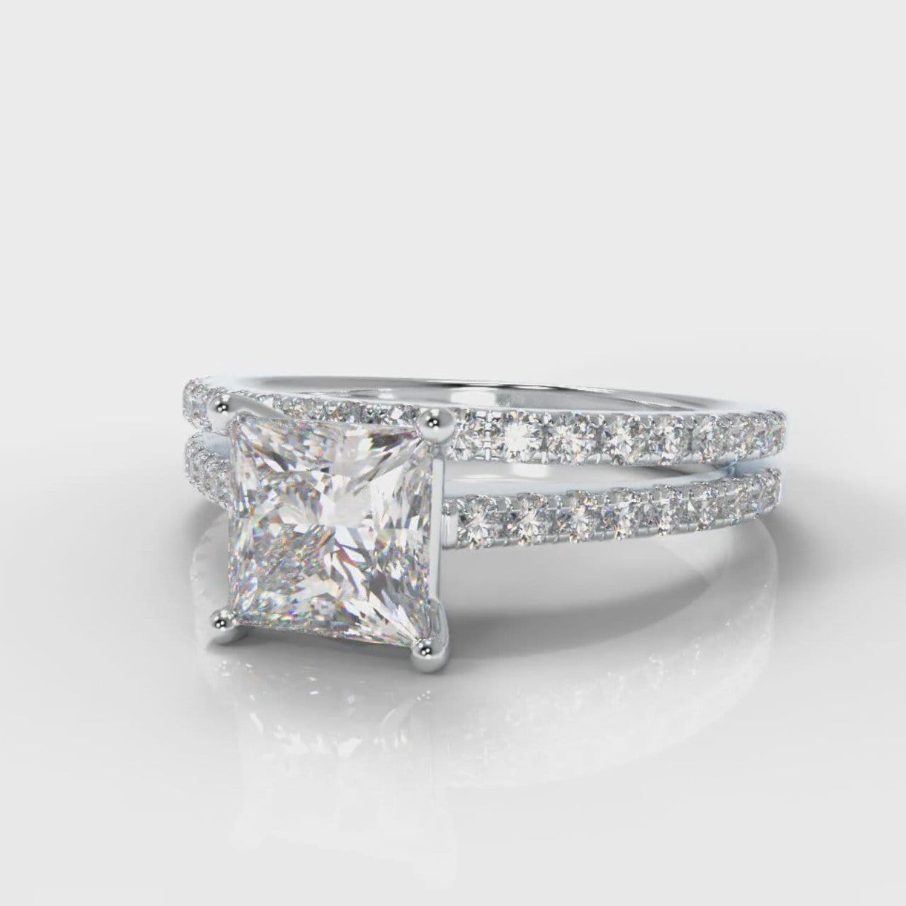 Petite Micropavé Princess Cut Diamond Bridal Set