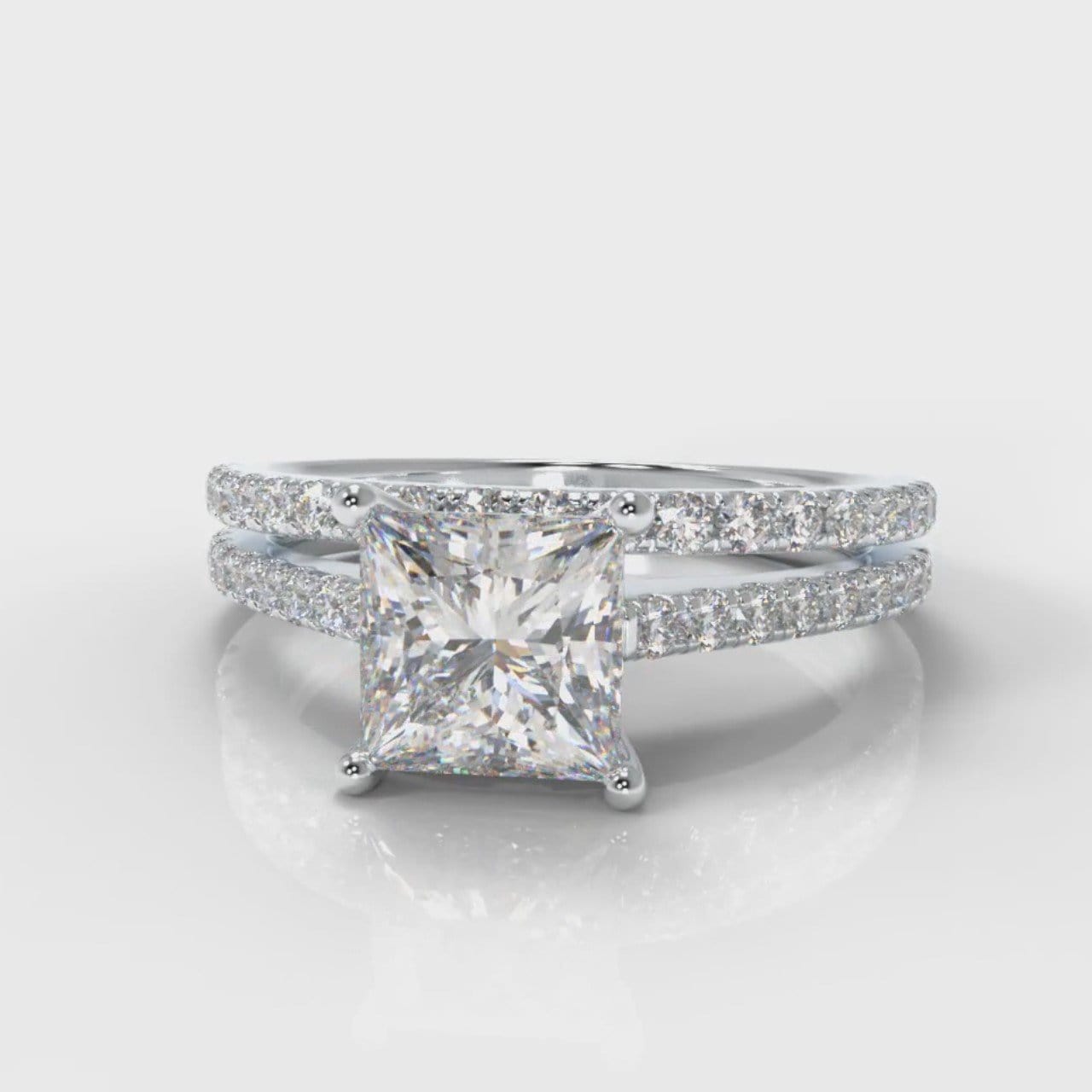 Petite Micropavé Princess Cut Diamond Bridal Set