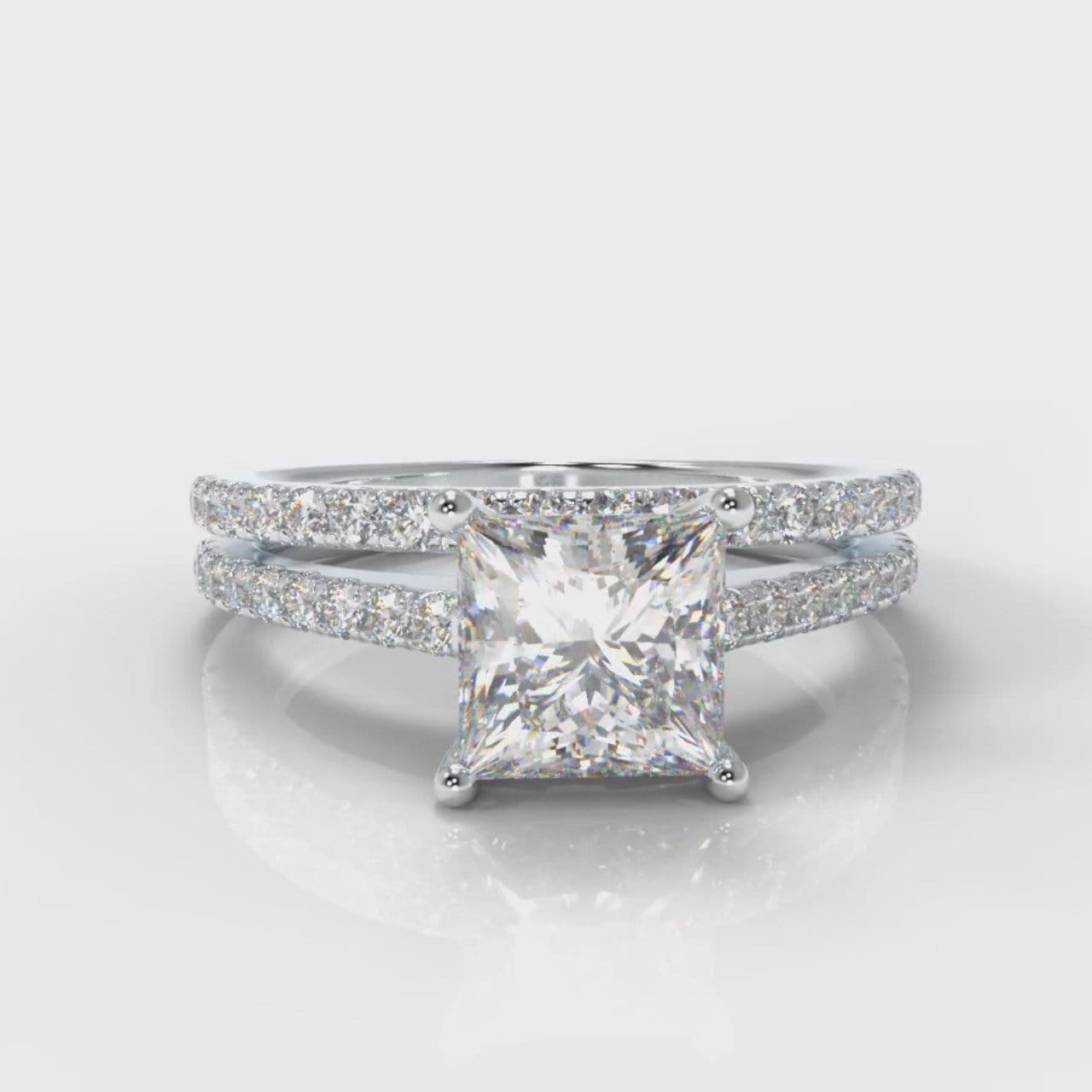 Petite Micropavé Princess Cut Diamond Bridal Set