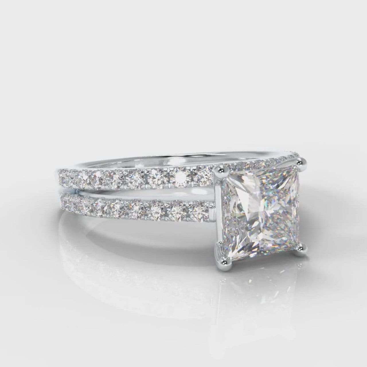 Petite Micropavé Princess Cut Diamond Bridal Set