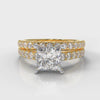 Carrée Micropavé Princess Cut Diamond Bridal Set - Yellow Gold