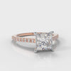 Petite Micropavé Princess Cut Diamond Engagement Ring - Rose Gold