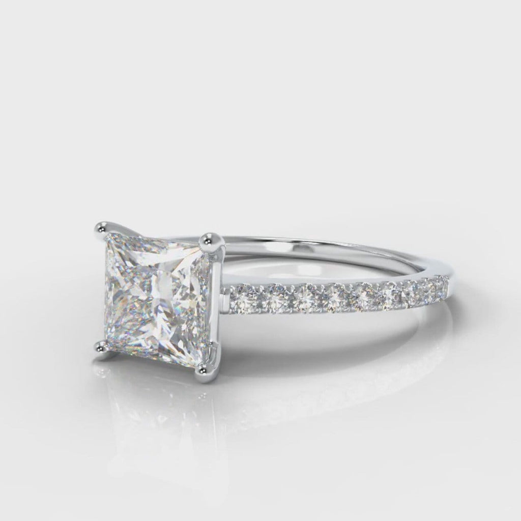 Petite Micropavé Princess Cut Diamond Engagement Ring